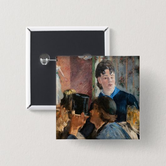 Edouard Manet - Waitress Serving Beer Vierkante Button 5,1 Cm (Voorkant /achterkant)
