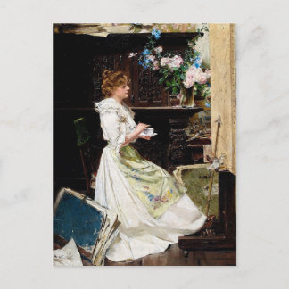 Edouard Mentha - Break van de schilder in studio Briefkaart