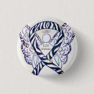 EDS Awareness Angel Zebra Stripe Ribbon Custom Pin Ronde Button 3,2 Cm