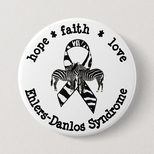 EDS Awareness Ribbon Zebras Support Button (Voorkant)