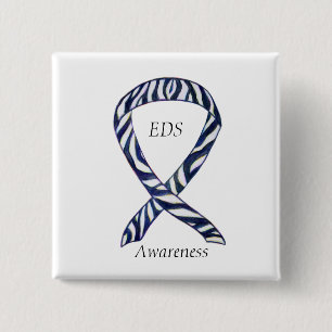 EDS Awareness Zebra Stripe Ribbon Custom Pin Vierkante Button 5,1 Cm
