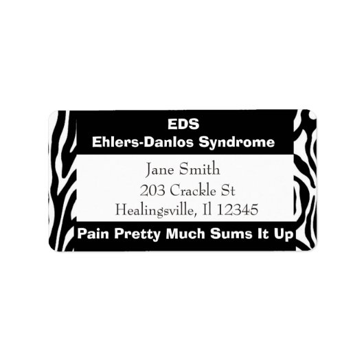 EDS Ehlers-Danlos Syndrome - Adres Etiket (Voorkant)