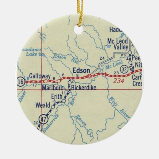 Edson Alberta Map Keramisch Ornament (Voorkant)