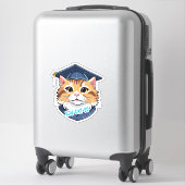 Edu-kat-ed! Kat die een Afstuderen Pet draagt Sticker (Koffer)