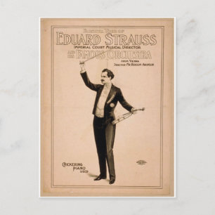 Eduard Strauss, 'Chickering Piano used' Retro Thea Briefkaart
