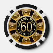 Eduardo P 60th bday goud zwart poker chip (Achterkant)