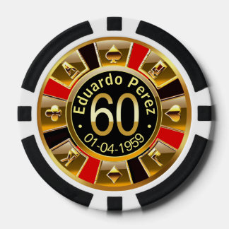 Eduardo P 60th bday rood goud zwart poker chip