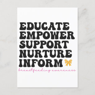 Educate Empower Support Nurture Informeer borstvoe Briefkaart