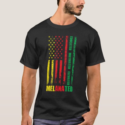 Educated Motivated Elevated Melanated US Flag For  T-shirt (Voorkant)