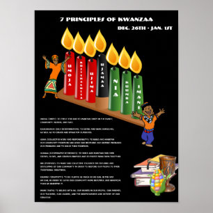 Educatieve KWANZAA Poster 7 Principes, Symbolen