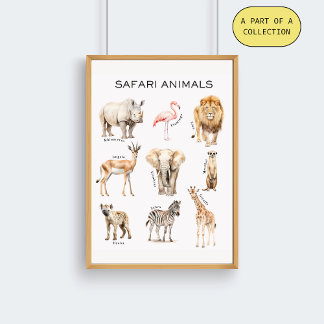 Educatieve Poster over Safari Dieren Perfect Poster