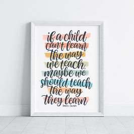 Educatieve Quote Typografie Rainbow Stripes Poster