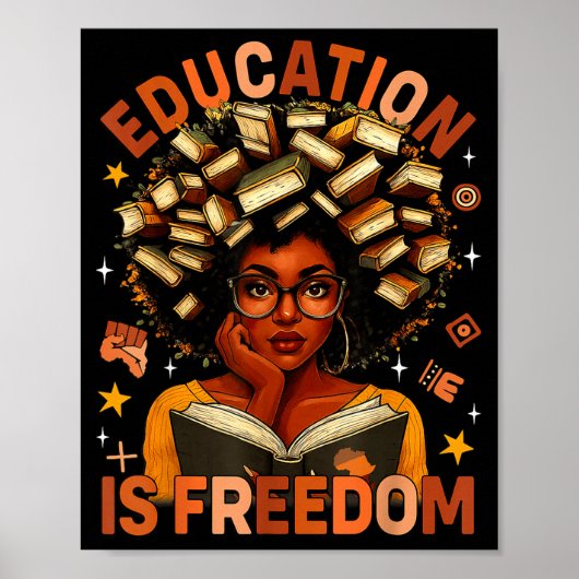 Education Is Dom Black Teacher Books Black History Poster (Voorkant)