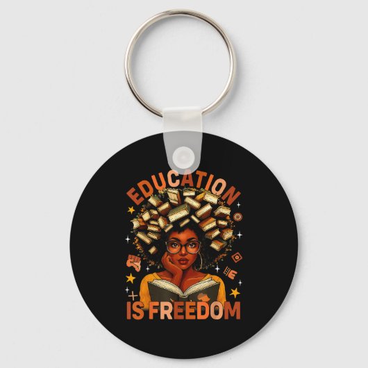 Education Is Dom Black Teacher Books Black History Sleutelhanger (Voorkant)