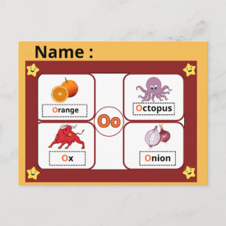 Educational Alphabet Letter O Flashcard for Kids Briefkaart