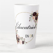 Éducatrice Floral Aquarelle Latte Mug (Devant)