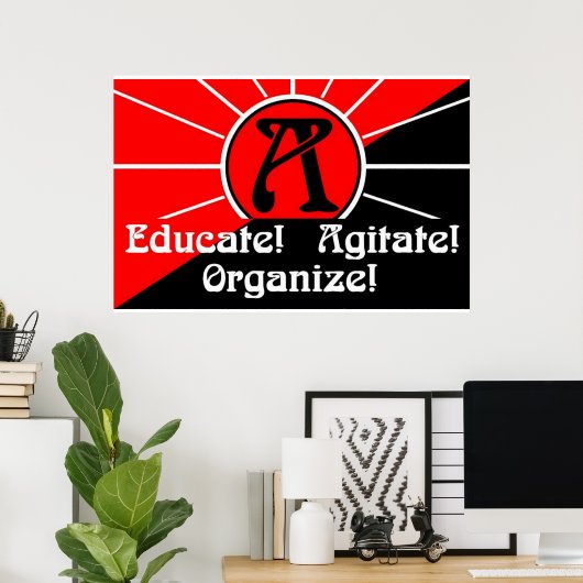 éduquer agiter organiser poster (Bureau à domicile)