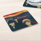 Edvard Munch - Angst Vierkante Kartonnen Onderzetter (Schuin)