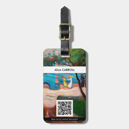 Edvard Munch - Dans on the Beach - QR-code Bagagelabel (Voorkant verticaal)