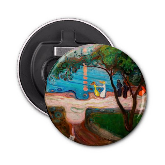Edvard Munch - Dans op het strand Button Flesopener (Voorkant)