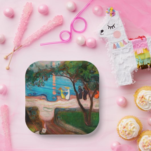 Edvard Munch - Dans op het strand Papieren Bordje (Feest)