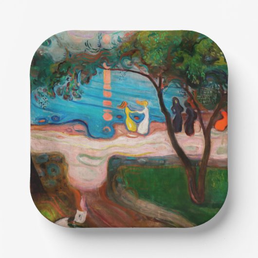 Edvard Munch - Dans op het strand Papieren Bordje (Voorkant)
