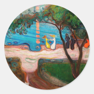 Edvard Munch - Dans op het strand Ronde Sticker