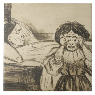 Edvard Munch - De dode moeder en haar kind Tegeltje
