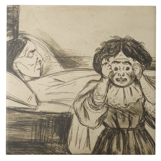 Edvard Munch - De dode moeder en haar kind Tegeltje (Voorkant)