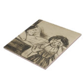 Edvard Munch - De dode moeder en haar kind Tegeltje (Zijkant)