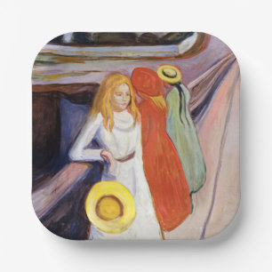 Edvard Munch - De meisjes op de brug 1901 Papieren Bordje
