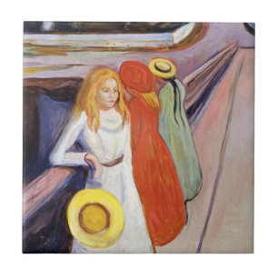 Edvard Munch - De meisjes op de brug 1901 Tegeltje