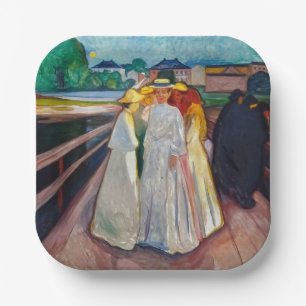 Edvard Munch - De meisjes op de brug 1903 Papieren Bordje