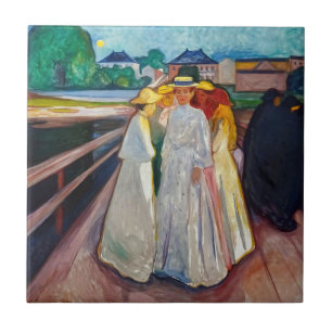 Edvard Munch - De meisjes op de brug 1903 Tegeltje