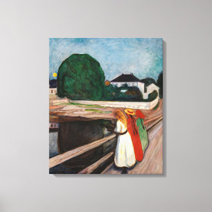 Edvard Munch - De Meisjes op de Brug Canvas Afdruk