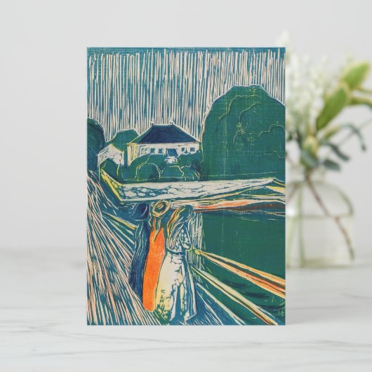 Edvard Munch - De meisjes op de brug, Lithograaf Bedankkaart (Staand voorkant)
