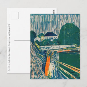 Edvard Munch - De meisjes op de brug, Lithograaf Briefkaart