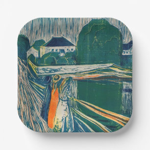 Edvard Munch - De meisjes op de brug, Lithograaf Papieren Bordje