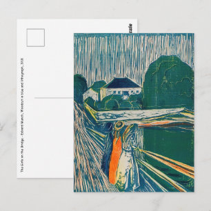 Edvard Munch - De Meisjes op de Brug, Lithografie Briefkaart