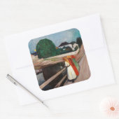 Edvard Munch - De meisjes op de brug Vierkante Sticker (Envelop)