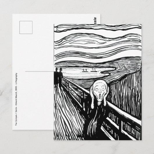 Edvard Munch - De Schreeuw Lithografie Briefkaart (Voorkant / Achterkant)