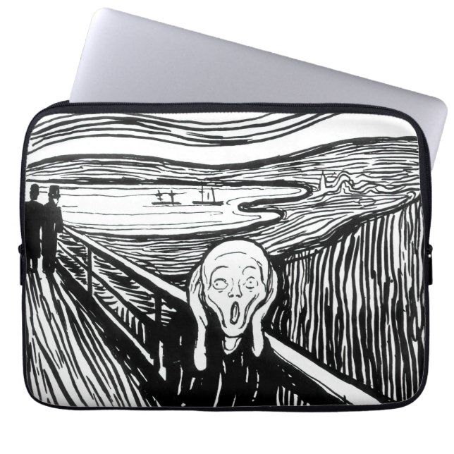 Edvard Munch - De Scream Lithografie Laptop Sleeve (Voorkant)