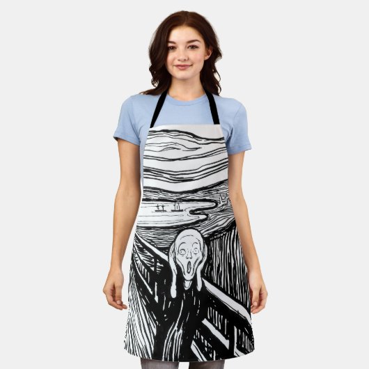 Edvard Munch - De Scream Lithografie Schort (Gedragen)