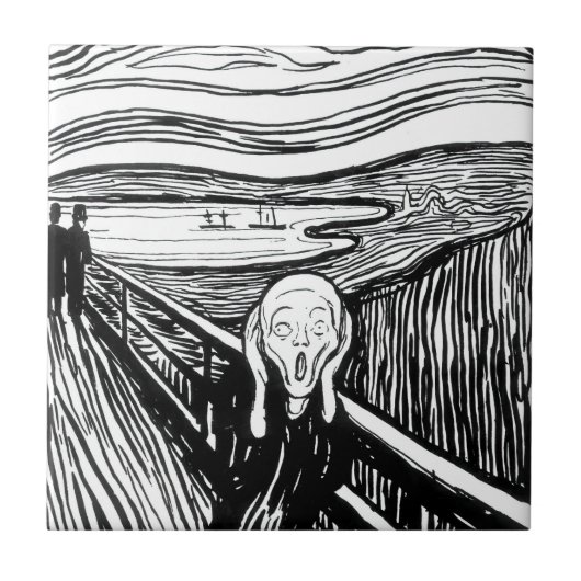 Edvard Munch - De Scream Lithografie Tegeltje (Voorkant)