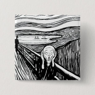 Edvard Munch - De Scream Lithografie Vierkante Button 5,1 Cm