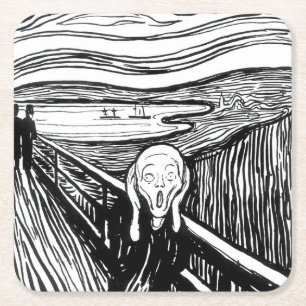 Edvard Munch - De Scream Lithografie Vierkante Kartonnen Onderzetter