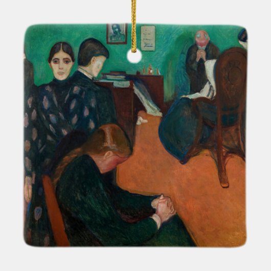 Edvard Munch - Dood in de Sickroom v1 Keramisch Ornament (Achterkant)