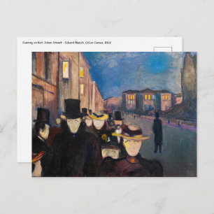Edvard Munch - Evening op Karl Johan Street Briefkaart
