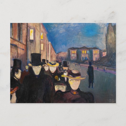 Edvard Munch - Evening op Karl Johan Street Briefkaart (Voorkant)