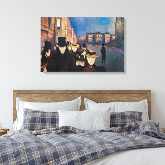Edvard Munch - Evening op Karl Johan Street Canvas Afdruk (Insitu (Slaapkamer))